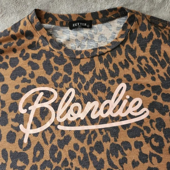 Zutter Vintage Long Sleeve Animal Print "Blondie" Cropped T-shirt Size:L - Picture 2 of 10